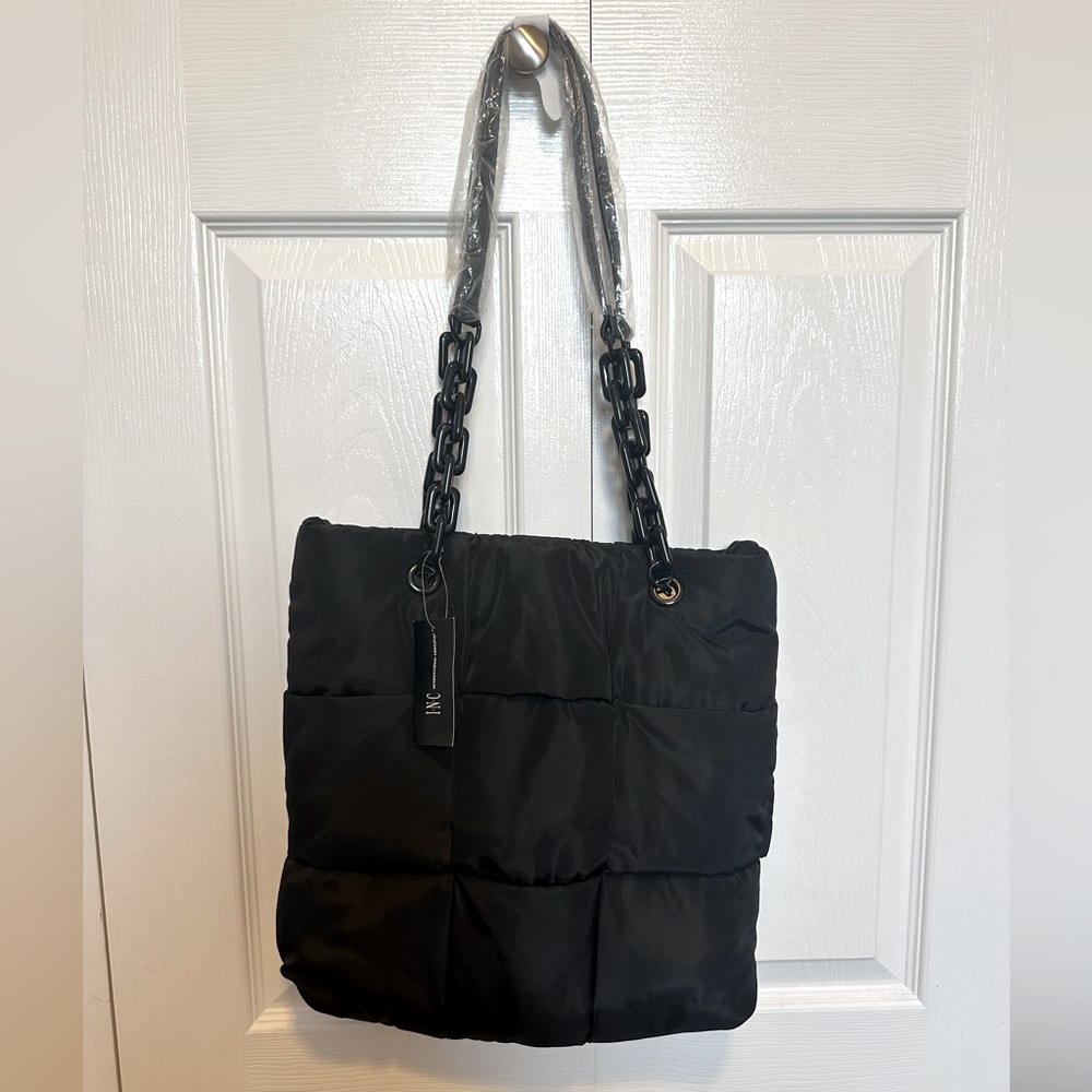 INC International Concepts Black Purse Nylon Quilted Puffy NWT New